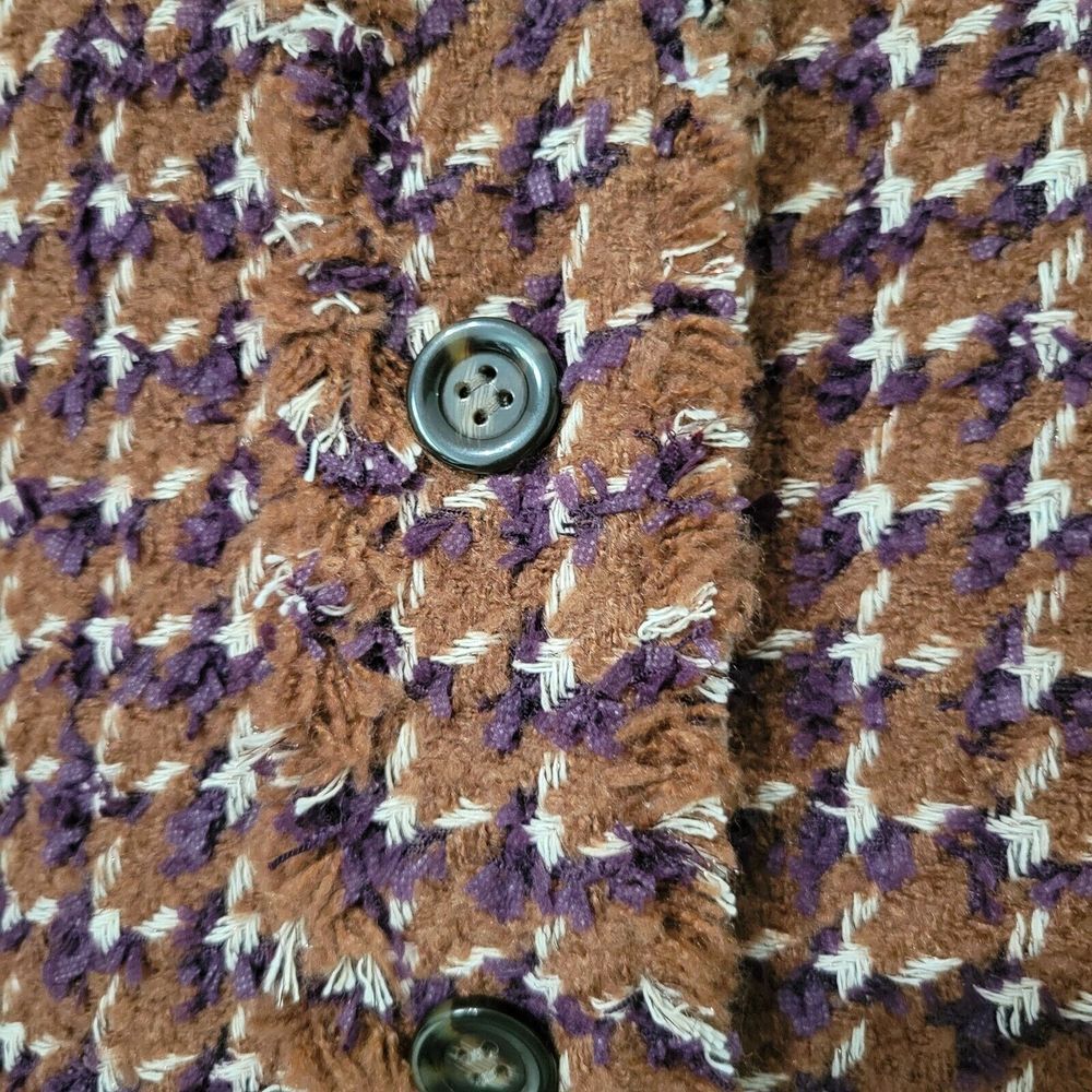 Ann Taylor Fringe Tweed Jacket Size 12 Petite Polyester Blend Cherrywood Blazer - Picture 6 of 11